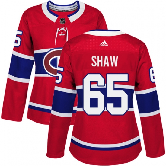Women's Adidas Montreal Canadiens 65 Andrew Shaw Premier Red Home NHL Jersey