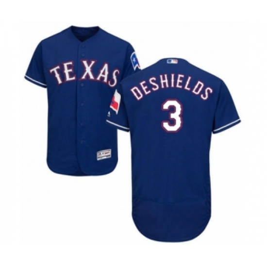 Men's Texas Rangers 3 Delino DeShields Jr. Royal Blue Alternate Flex Base Authentic Collection Baseball Player Jersey