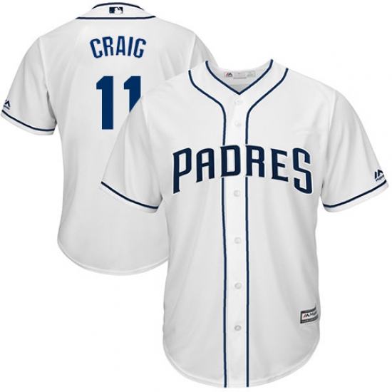 Men's Majestic San Diego Padres 11 Allen Craig Replica White Home Cool Base MLB Jersey