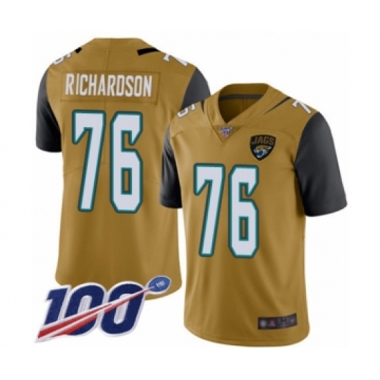 Men's Jacksonville Jaguars 76 Will Richardson Limited Gold Rush Vapor Untouchable 100th Season Football Jersey