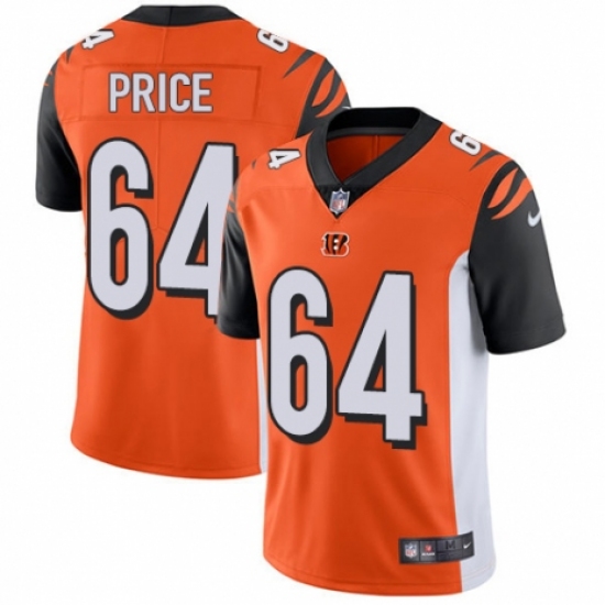 Men's Nike Cincinnati Bengals 64 Billy Price Orange Alternate Vapor Untouchable Limited Player NFL Jersey