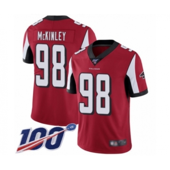 Men's Atlanta Falcons 98 Takkarist McKinley Red Team Color Vapor Untouchable Limited Player 100th Season Football Jersey