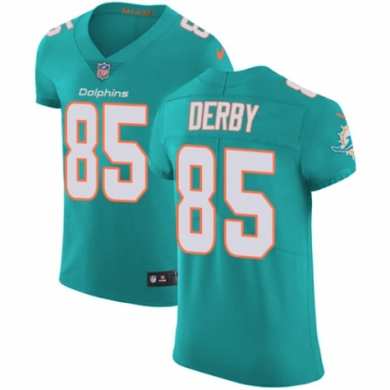 Men's Nike Miami Dolphins 85 A.J. Derby Aqua Green Team Color Vapor Untouchable Elite Player NFL Jersey