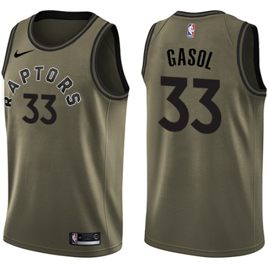 Youth Nike Toronto Raptors 33 Marc Gasol Green Salute to Service NBA Swingman Jersey