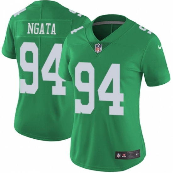 Women's Nike Philadelphia Eagles 94 Haloti Ngata Limited Green Rush Vapor Untouchable NFL Jersey
