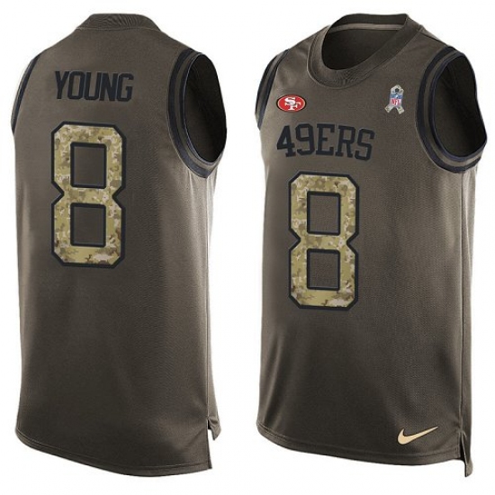 Men's Nike San Francisco 49ers 8 Steve Young Limited Green Salute to Service Tank Top NFL Jersey