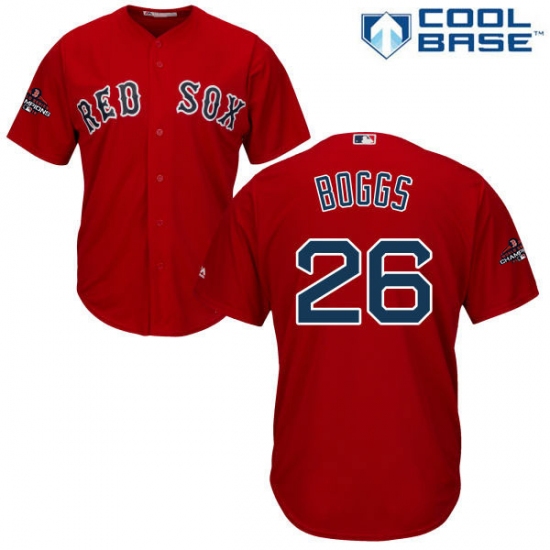 Youth Majestic Boston Red Sox 26 Wade Boggs Authentic Red Alternate Home Cool Base 2018 World Series Champions MLB Jersey