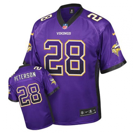Men's Nike Minnesota Vikings 28 Adrian Peterson Elite Purple Drift Fashion NFL Jersey