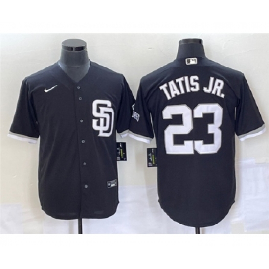 Men's San Diego Padres 23 Fernando Tatis Jr. Black Cool Base Stitched Baseball Jersey