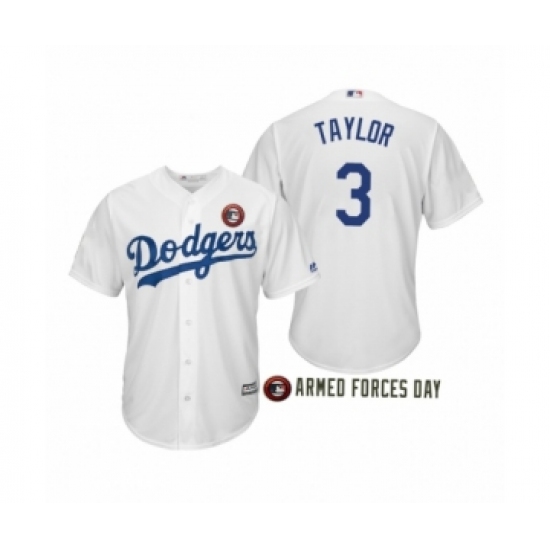 Men's 2019 Armed Forces Day Chris Taylor 3 Los Angeles Dodgers White Jersey
