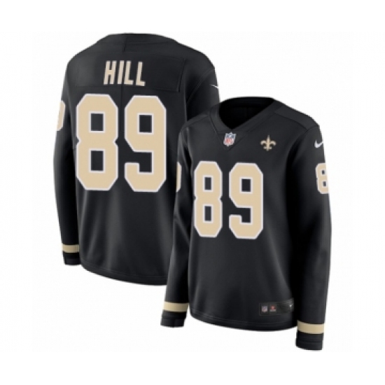 Women's Nike New Orleans Saints 89 Josh Hill Limited Black Therma Long Sleeve NFL Jersey