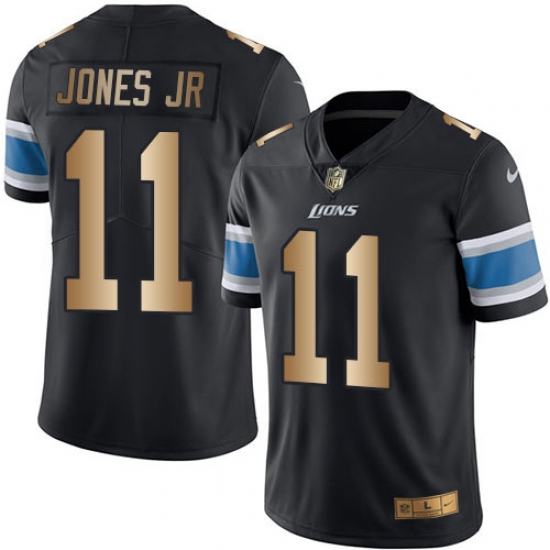 Men's Nike Detroit Lions 11 Marvin Jones Jr Limited Black/Gold Rush NFL Jersey