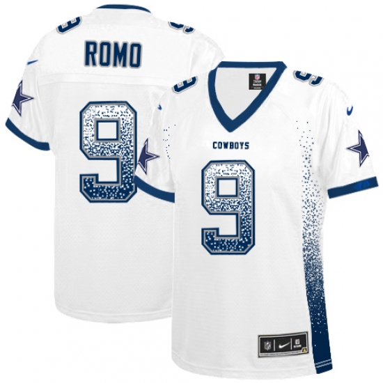 Women's Nike Dallas Cowboys 9 Tony Romo Elite White Drift Fashion NFL Jersey