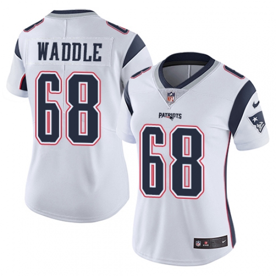 Women's Nike New England Patriots 68 LaAdrian Waddle White Vapor Untouchable Limited Player NFL Jersey