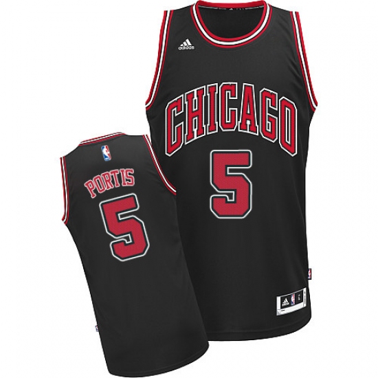 Men's Adidas Chicago Bulls 5 Bobby Portis Swingman Black Alternate NBA Jersey