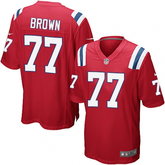 Men's Nike New England Patriots 77 Trent Brown Game Red Alternate NFL Jersey