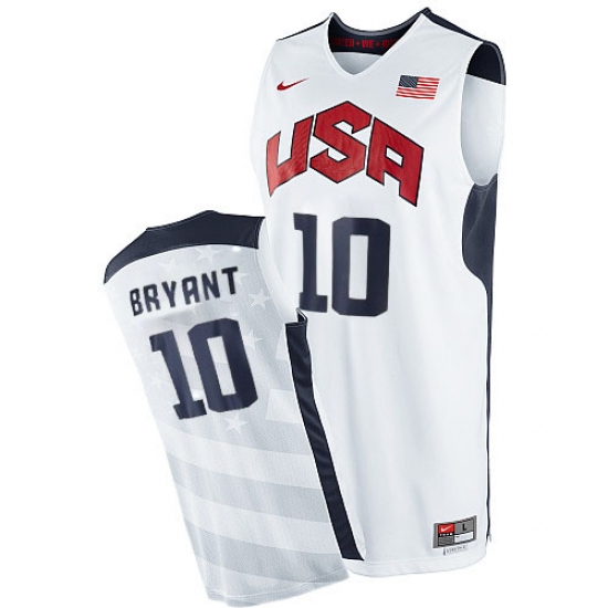 Men's Nike Team USA 10 Kobe Bryant Authentic White 2012 Olympics Basketball Jersey