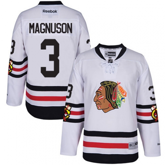 Youth Reebok Chicago Blackhawks 3 Keith Magnuson Authentic White 2017 Winter Classic NHL Jersey
