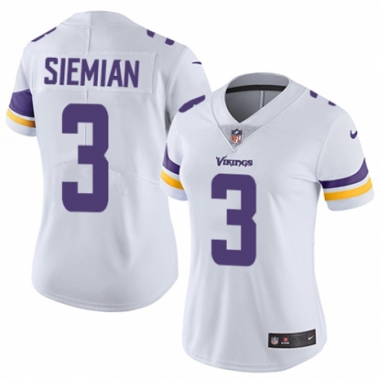 Women's Nike Minnesota Vikings 3 Trevor Siemian White Vapor Untouchable Limited Player NFL Jersey