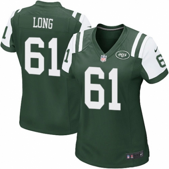 Women's Nike New York Jets 61 Spencer Long Game Green Team Color NFL Jersey