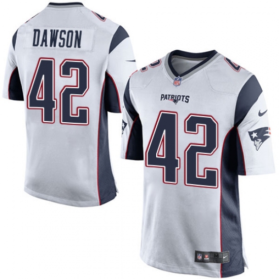 Men's Nike New England Patriots 42 Duke Dawson Game White NFL Jersey