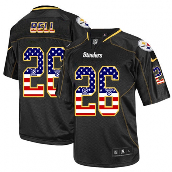 Men's Nike Pittsburgh Steelers 26 Le'Veon Bell Elite Black USA Flag Fashion NFL Jersey