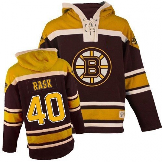 Men's Old Time Hockey Boston Bruins 40 Tuukka Rask Authentic Black Sawyer Hooded Sweatshirt NHL Jersey