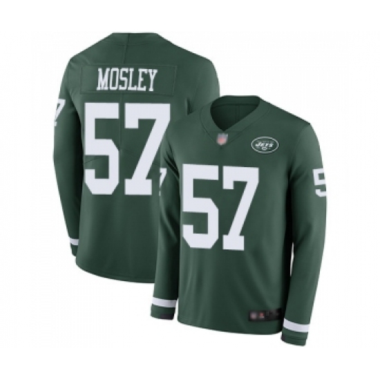 Men's New York Jets 57 C.J. Mosley Limited Green Therma Long Sleeve Football Jersey