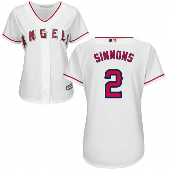 Women's Majestic Los Angeles Angels of Anaheim 2 Andrelton Simmons Authentic White Home Cool Base MLB Jersey