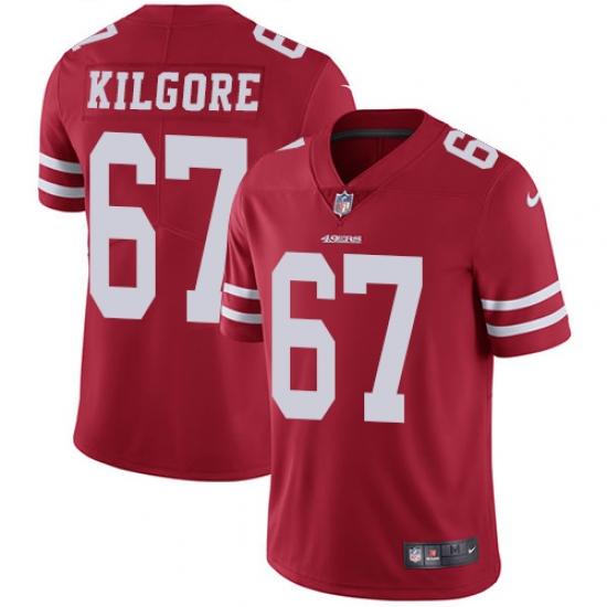 Men's Nike San Francisco 49ers 67 Daniel Kilgore Red Team Color Vapor Untouchable Limited Player NFL Jersey