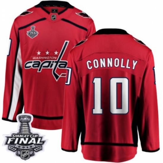 Men's Washington Capitals 10 Brett Connolly Fanatics Branded Red Home Breakaway 2018 Stanley Cup Final NHL Jersey