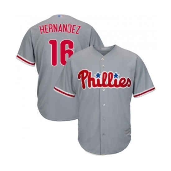 Men's Philadelphia Phillies 16 Cesar Hernandez Replica Grey Road Cool Base Baseball Jersey