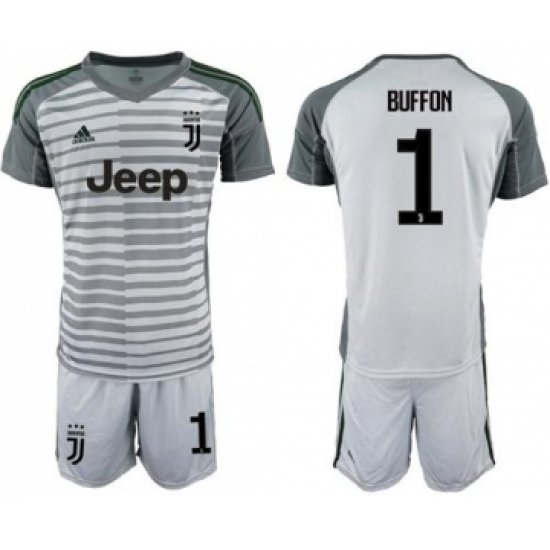 Juventus 1 Buffon Grey Goalkeeper Soccer Club Jersey