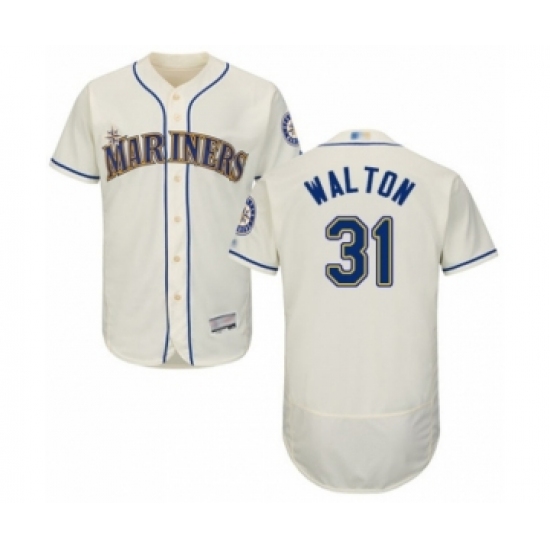 Men's Seattle Mariners 31 Donnie Walton Cream Alternate Flex Base Authentic Collection Baseball Player Jersey