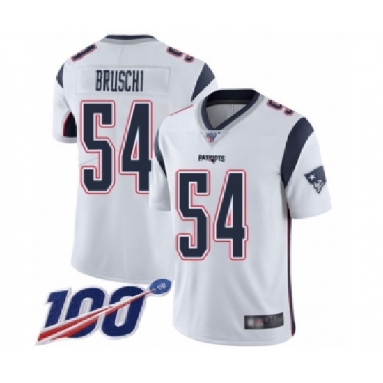 Men's New England Patriots 54 Tedy Bruschi White Vapor Untouchable Limited Player 100th Season Football Jersey