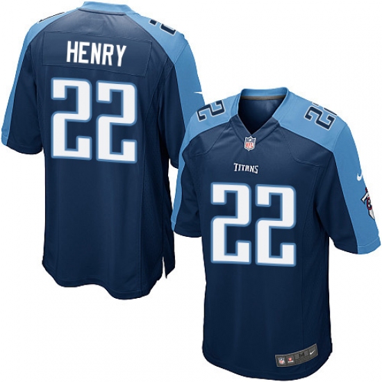Men's Nike Tennessee Titans 22 Derrick Henry Game Navy Blue Alternate NFL Jersey