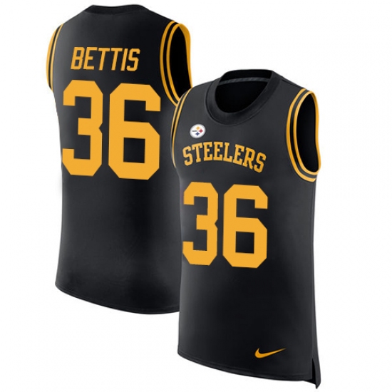 Men's Nike Pittsburgh Steelers 36 Jerome Bettis Limited Black Rush Player Name & Number Tank Top NFL Jersey