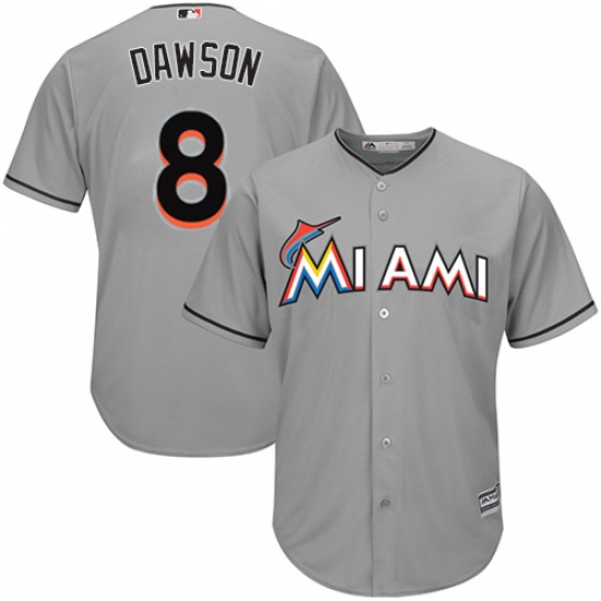 Youth Majestic Miami Marlins 8 Andre Dawson Authentic Grey Road Cool Base MLB Jersey