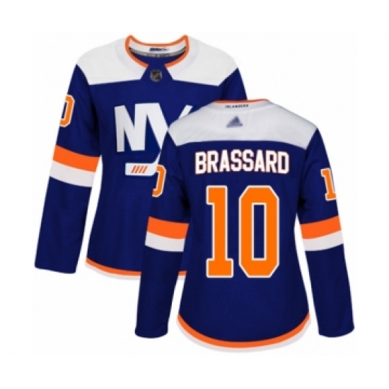 Women's New York Islanders 10 Derick Brassard Authentic Blue Alternate Hockey Jersey