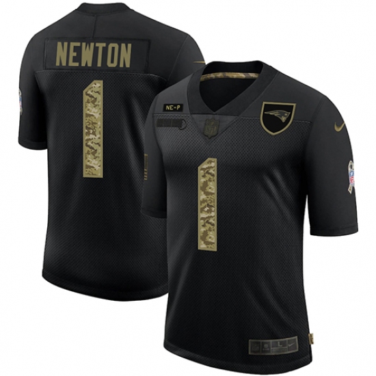 Men's New England Patriots 1 Cam Newton Camo 2020 Salute To Service Limited Jersey