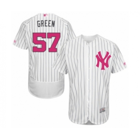 Men's New York Yankees 57 Chad Green Authentic White 2016 Mother's Day Fashion Flex Base Baseball Player Jersey
