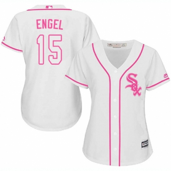Women's Majestic Chicago White Sox 15 Adam Engel Replica White Fashion Cool Base MLB Jersey