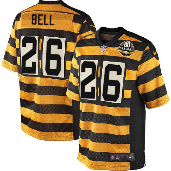 Men's Nike Pittsburgh Steelers 26 Le'Veon Bell Elite Yellow/Black Alternate 80TH Anniversary Throwback NFL Jersey