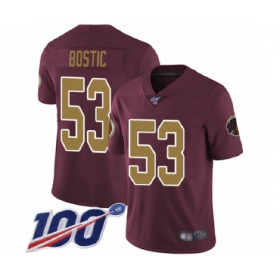 Youth Washington Redskins 53 Jon Bostic Burgundy Red Gold Number Alternate 80TH Anniversary Vapor Untouchable Limited Player 100th Season Football Jersey