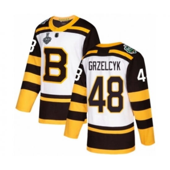 Men's Boston Bruins 48 Matt Grzelcyk Authentic White Winter Classic 2019 Stanley Cup Final Bound Hockey Jersey