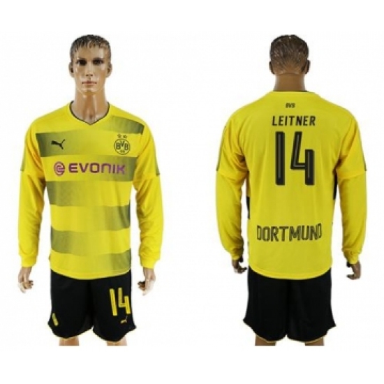 Dortmund 14 Leitner Home Long Sleeves Soccer Club Jersey