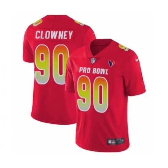 Men's Nike Houston Texans 90 Jadeveon Clowney Limited Red AFC 2019 Pro Bowl NFL Jersey