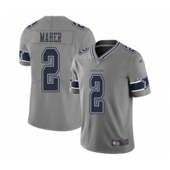 Men's Dallas Cowboys 2 Brett Maher Limited Gray Inverted Legend Football Jersey
