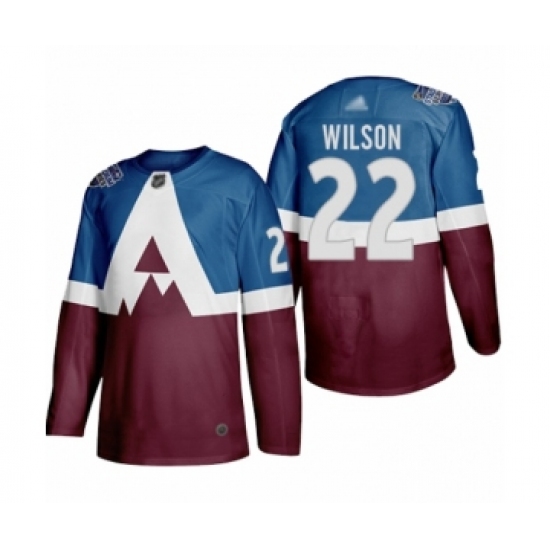 Men's Colorado Avalanche 22 Colin Wilson Authentic Burgundy Blue 2020 Stadium Series Hockey Jersey