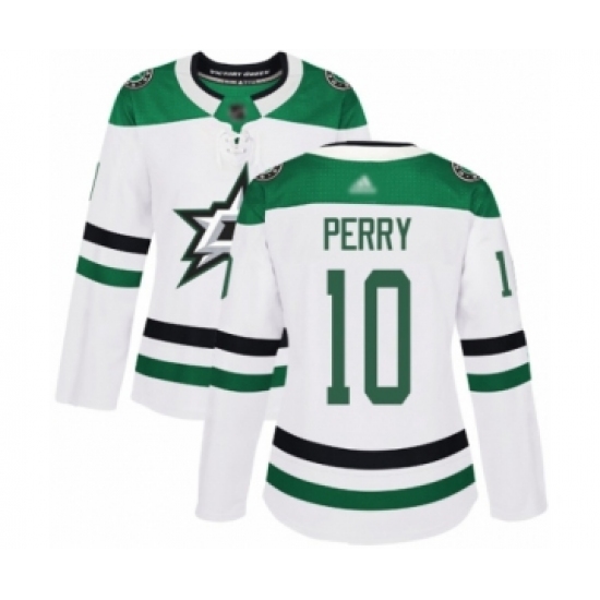 Women's Dallas Stars 10 Corey Perry Authentic White Away Hockey Jersey